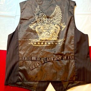 Escapism Brown WAISTCOAT tan Pinstripe Button up Wings STAR MCMXCIV steampunk XL